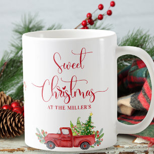 Süßes Weihnachten Vintage-Rotlastwagen, Feiertag Kaffeetasse