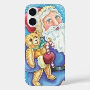 Süßes Weihnachten, Weihnachtsmann auf Schneeball m iPhone 16 Hülle
