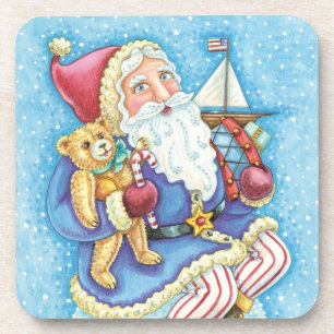 Süßes Weihnachten, Weihnachtsmann auf Schneeball m Getränkeuntersetzer