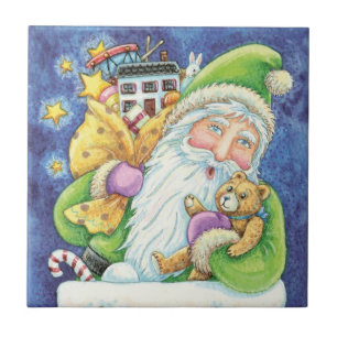 Süßes Weihnachten, Weihnachtsmann im Schornstein m Fliese