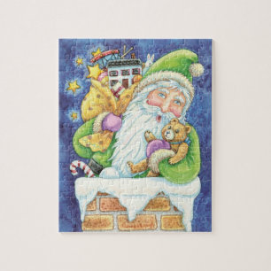 Süßes Weihnachten, Weihnachtsmann im Schornstein m Puzzle