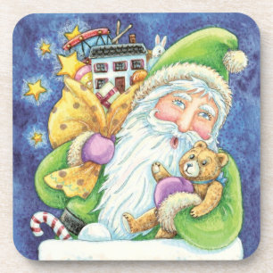 Süßes Weihnachten, Weihnachtsmann im Schornstein m Untersetzer