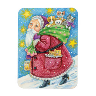 Süßes Weihnachten, Weihnachtsmann mit Kätzchen und Magnet