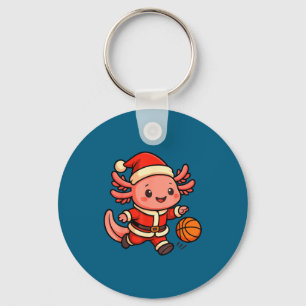 Süßes Weihnachts-Axolotl-Basketballspieler-Design Schlüsselanhänger