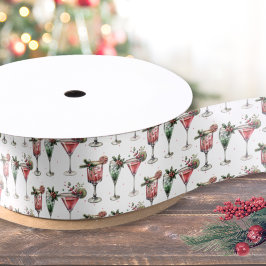 Süßes Weihnachts-Cocktail-Muster Satinband