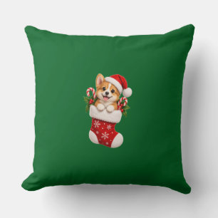 Süßes Weihnachts-Corgi-Hund-Festtagsmuster-Fleece- Kissen