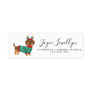 Süßes Weihnachts-Dachshund-Hund Rücksende-Adresset