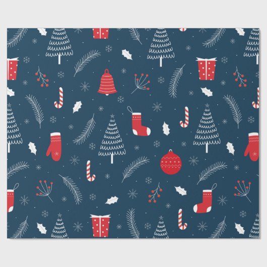 Süßes Weihnachts-Doodle-Muster Geschenkpapier (Flach)