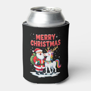 Süßes Weihnachts Einhorn Santa auf Einhorn Weihnac Dosenkühler