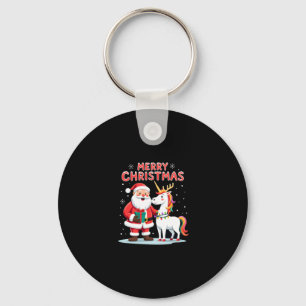 Süßes Weihnachts-Einhorn-Santa auf Einhorn-Weihnac Schlüsselanhänger