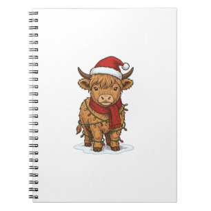 Süßes Weihnachts-Hochland-Kuh-Vintage-Stickerei-Sh Notizblock