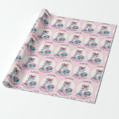 Süßes Weihnachts-Kätzchen Große Rosa Schleife Name Geschenkpapier (Ungerollt)