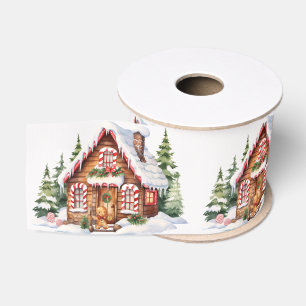 Süßes Weihnachts-Lebkuchenhäuschen Ripsband