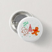 Süßes Weihnachts-Lebkuchenmann- und Baum-Muster. Button (Vorne & Hinten)