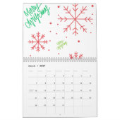 Süßes Weihnachts-Lebkuchenmann- und Baum-Muster. Kalender (Mär 2027)