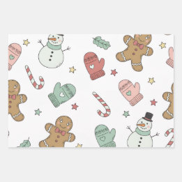 Süßes Weihnachts-Nahtlosmuster-Wrap-Papier – G Geschenkpapier Set