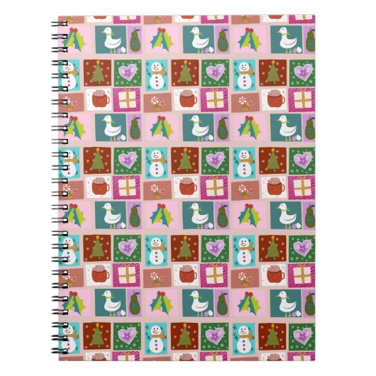 Süßes Weihnachts-Patchwork-Muster Notizblock (Vorderseite)