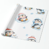 Süßes Weihnachts-Pinguin-Muster Geschenkpapier (Ungerollt)
