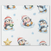 Süßes Weihnachts-Pinguin-Muster Geschenkpapier (Flach)