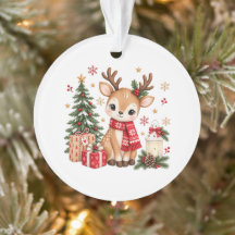 Süßes Weihnachts Reh mit Weihnachtsbaum