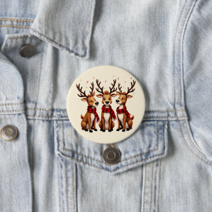 Süßes Weihnachts-Rentier-Trio mit Karoschal Button