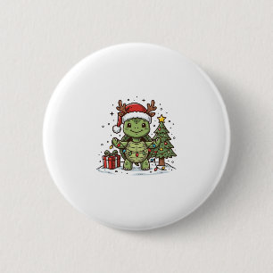 Süßes Weihnachts-Schildkröte Vintage Gravur Shirt  Button