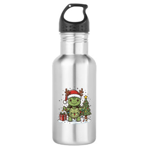 Süßes Weihnachts-Schildkröte Vintage Gravur Shirt Edelstahlflasche