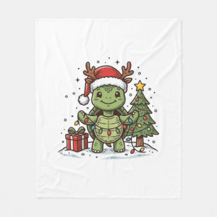 Süßes Weihnachts-Schildkröte Vintage Gravur Shirt Fleecedecke