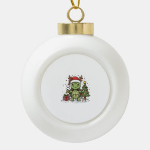 Süßes Weihnachts-Schildkröte Vintage Gravur Shirt  Keramik Kugel-Ornament