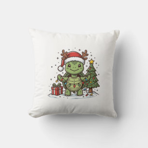 Süßes Weihnachts-Schildkröte Vintage Gravur Shirt Kissen