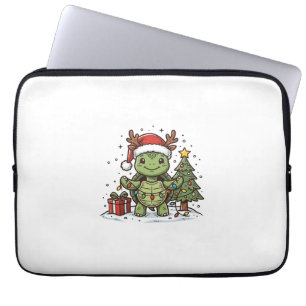 Süßes Weihnachts-Schildkröte Vintage Gravur Shirt Laptopschutzhülle
