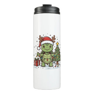 Süßes Weihnachts-Schildkröte Vintage Gravur Shirt Thermosbecher