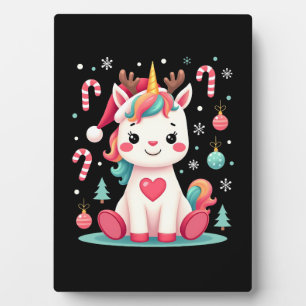 Süßes Weihnachts-Shirt Mädchen Frauen Xmas Einhorn Fotoplatte