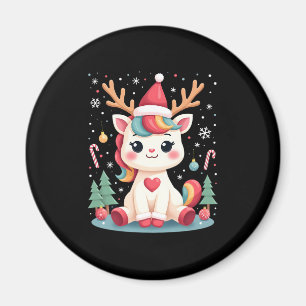 Süßes Weihnachts-Shirt Mädchen Frauen Xmas Einhorn Magnet