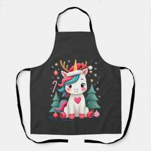 Süßes Weihnachts-Shirt Mädchen Frauen Xmas Einhorn Schürze