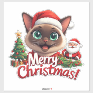 Süßes Weihnachts-Siamkatze-Design für Weihnachten Aufkleber