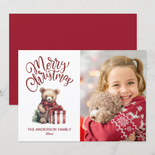 Süßes Weihnachts-Teddybär-Foto Urlaub Feiertagskarte