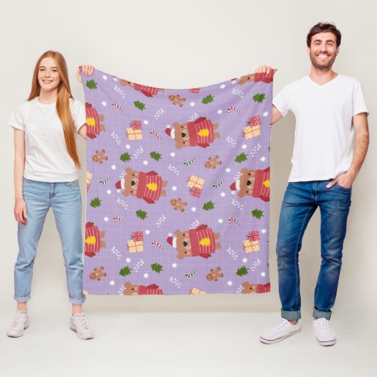 Süßes Weihnachtsbär-Muster | Gemütlicher Winterurl Fleecedecke (Beispiel)