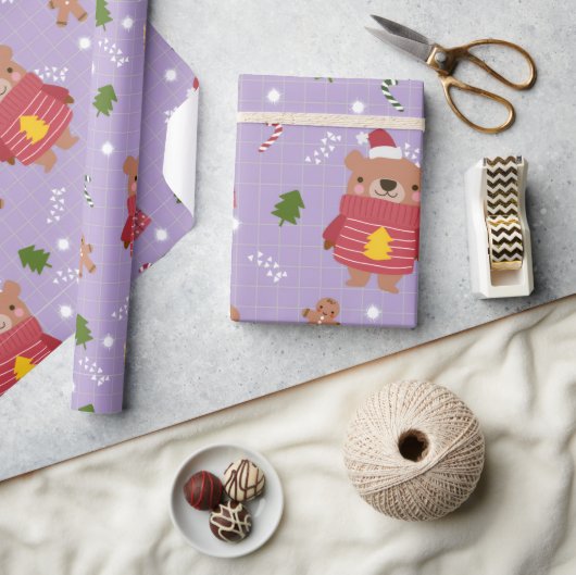 Süßes Weihnachtsbär-Muster | Gemütlicher Winterurl Geschenkpapier (Kunsthandwerk)
