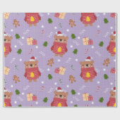 Süßes Weihnachtsbär-Muster | Gemütlicher Winterurl Geschenkpapier (Flach)