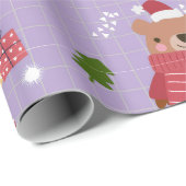 Süßes Weihnachtsbär-Muster | Gemütlicher Winterurl Geschenkpapier (Rolleneckpunkt)