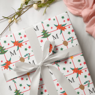 Süßes Weihnachtselement Nahtloses Muster-Monogramm Geschenkpapier