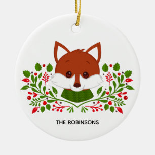 Süßes Weihnachtsfuchs-Foto Keramik Ornament
