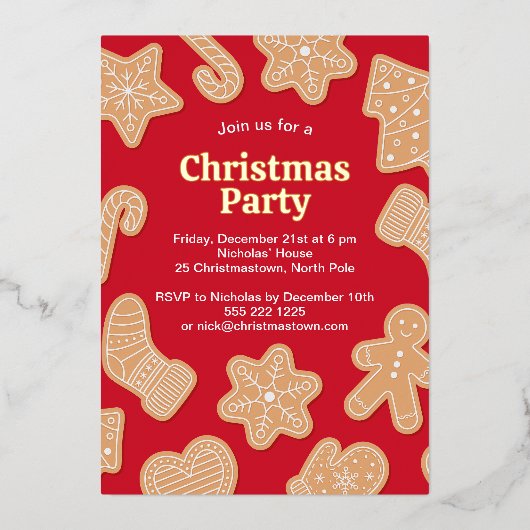 Süßes Weihnachtsgebäck Cookies Folieneinladung (Vorderseite)