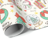 Süßes Weihnachtsgeschenk-Icon-Muster in hellweiß Geschenkpapier (Rolleneckpunkt)