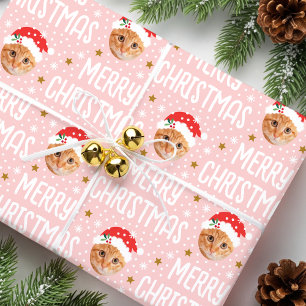 Süßes Weihnachtsgesicht-in-einem-Loch Haustierfoto Geschenkpapier