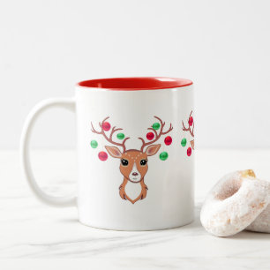 Süßes Weihnachtshirsch-Zweifarben-Tasse Zweifarbige Tasse