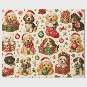 Süßes Weihnachtshunde-Muster Festgeschenk Geschenkpapier