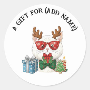 Süßes Weihnachtskatze-Geschenk-Anhänger-Aufkleber Runder Aufkleber