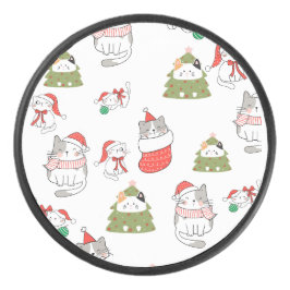 Süßes Weihnachtskatzen-Muster – Festliches Feierta Eishockey Puck